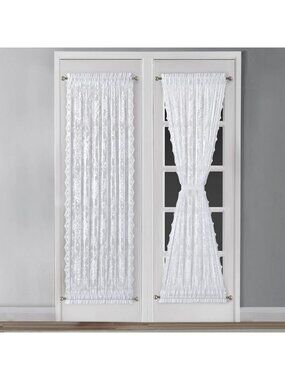 Elegant White Lace French Door Curtains 52x72 | Light Filtering, Home Decor